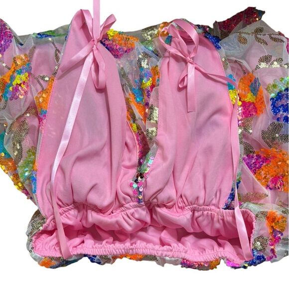 Garden of Eden Inspired Sequin Backless Mini Dress Size Large NWOT 5 0448 - Picture 7 of 12